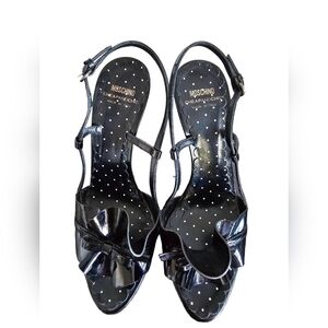 Moschino Cheep and Chik spider Slingback Sundals Heels patent leather black 37